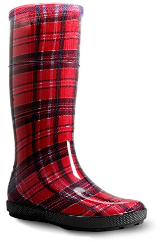 Demar - Stivali di gomma impermeabili Hawai Lady, Rosso (Motivo a quadretti rosso), 38 EU