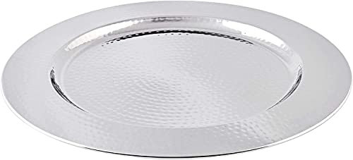 EDZARD Platzteller Eron, Edelstahl gehämmert hochplanzpoliert, Durchmesser 35 cm - Unterteller, Dekoteller, Servierplatte