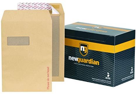 New Guardian H26326 Envelopes Heavyweight Board-backed Peel and Seal Manilla C4 [Pack of 125]