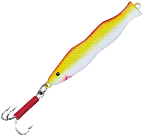 Solvkroken Solvpilk Pilker gelb/rot, Gewicht/Länge/Hakengröße:250g - 13.7cm - Gr. 6/0