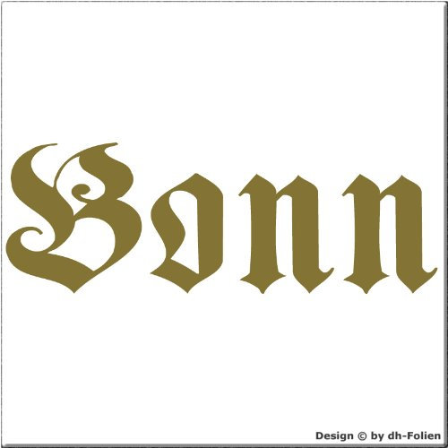 cartattoo4you® AH-00654 | BONN - Fraktur/Altdeutsche Schrift | Autoaufkleber Aufkleber Farbe Gold, in 23 weiteren Farben erhältlich, glänzend 57 x 20 cm