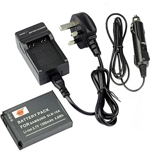 DSTE® SLB-10A Rechargeable Li-ion Battery + DC23U Travel and Car Charger Adapter for Samsung P800 P1000 PL50 PL51 PL55 PL60 PL65 PL70 SL102 SL202 SL310 SL420 SL502 SL620 SL720 SL820 TL9 WB150F WB250F WB350F WB500 WB550 WB750 WB800F WB850F WB1100F WB2100 ES50 ES55 ES60 EX2F HMX-U10 HMX-U20 HZ10W HZ15W IT100 L100 L110 L200 L210 L310W M100 M110 M310W NV9 Digital Camera as Samsung SLB10A