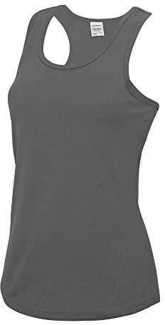 Just Cool Girlie Fit Sports Ladies Vest / Tank Top (L) (Charcoal)