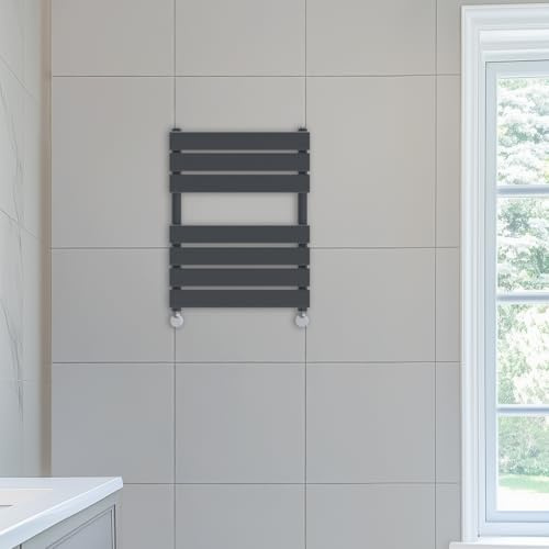NRG Anthracite 650x500mm Flat Panel Heated Towel Rail Radiator | Central Heating Rad, Steel, Radiator Towel Rack, Modern Radiator Wall Mounted, for Bathroom