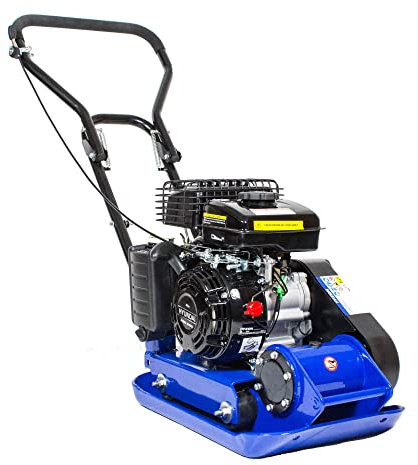 Hyundai 50kg 32cm 78.5cc Petrol Plate Compactor Wacker Plate with Wheel Kit and Paving Pad, Ideal for Compacting Soil, Gravel and Sand Together for Patios, Driveways, 3 Year Warranty