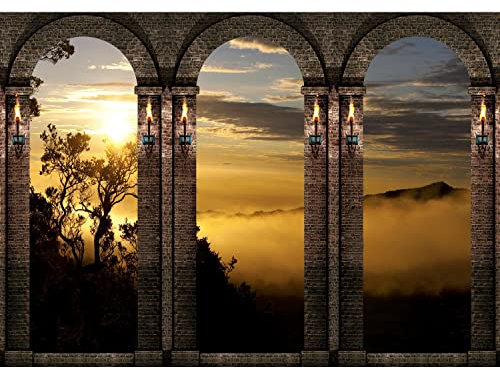 Runa Art Fototapete Sonnenuntergang Afrika 352 x 250 cm Vlies Tapeten XXL Moderne Wandtapete Wohnzimmer Schlafzimmer Braun Gelb 9072011c