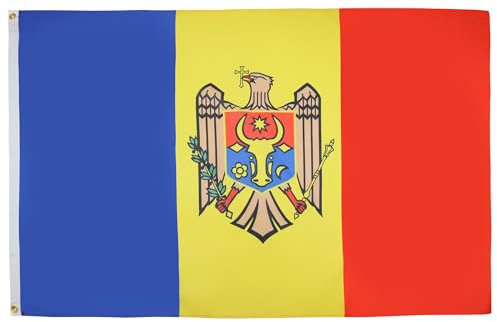 AZ FLAG - Flagge Moldawien - 90x60 cm - Moldauische Fahne 100% Polyester mit Messing-Ösen - 50g