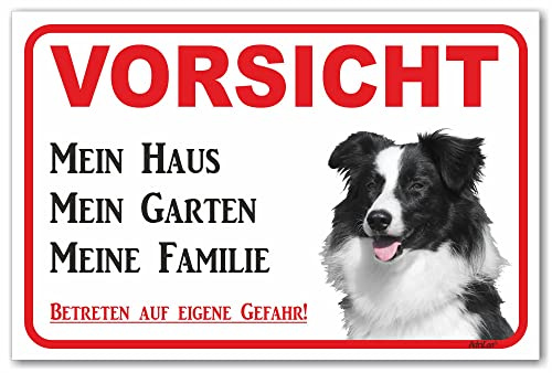 AdriLeo Schild - Vorsicht Border Collie - Mein Haus - (15x20cm) / Achtung Hund Wachhund robust langlebig UV-beständig wetterfestes Warnschild Hütehund Hirtenhund