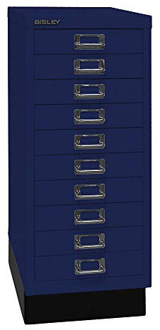 BISLEY MultiDrawer, 29er Serie mit Sockel, DIN A4, 10 Schubladen, Metall, 639 Oxfordblau, 38 x 27.9 x 67 cm