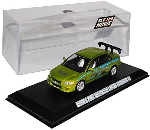 Greenlight Mitsubishi Lancer Evolution VII Grün Brian O Connor Fast and Furious 1/43 Modell Auto mit individiuellem Wunschkennzeichen
