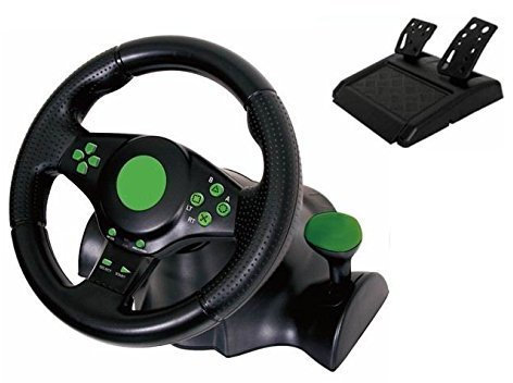 Kabalo Gaming Vibration Racing Steering Wheel (23cm) and Pedals for XBOX ONE PS3 PC USB [Gaming Vibration Volant de course (23cm) et les pédales pour XBOX ONE PS3 PS2 PC USB]