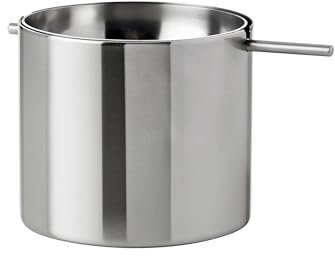 Stelton Arne Jacobsen Kipp-Aschenbecher - Cylinda-Line - Minimalistisches Skandinavisches Design - Edelstahl, 6,5 cm Höhe,