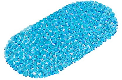 Croydex Pebbles Non-Phthalate Slip-Resistant PVC Suction Bath Mat, Blue, 70 x 35cm