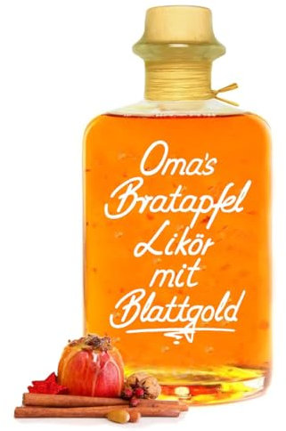 Oma's Bratapfel Likör mit 24 Karat Blattgold 0,5L sehr fruchtig & süffig 20% Vol