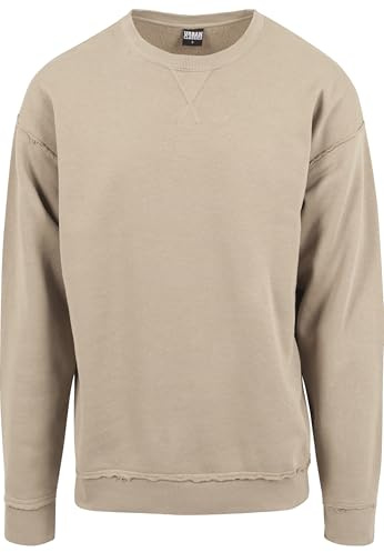 Urban Classics Herren Pullover Oversized Sweatshirt Open Edge Crewneck Pulli,, Farbe warm sand, Größe S