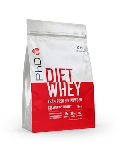 PhD Nutrition Diet Whey Protein Pulver 1kg Erdbeere - High Protein Eiweißpulver zur Diät Unterstützung mit 20g Eiweiß pro Portion, Informed Protein (Verpackungsoptik kann variieren)