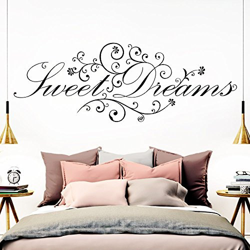 Grandora Wandtattoo Spruch Sweet Dreams I schwarz (BxH) 110 x 41 cm I Schlafzimmer süße Träume selbstklebend Sticker Aufkleber Wandaufkleber Wandsticker W718