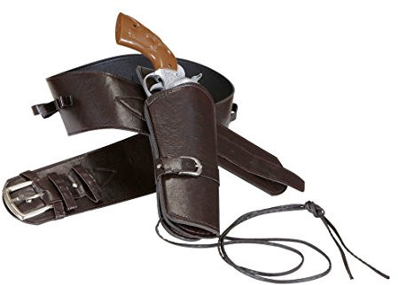 NET TOYS Holster Revolver Cowboy Porte-Pistolet Sheriff Marron Ceinture Western Poche pour Pistolet Costume Cowboy