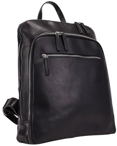 Leonhard Heyden Leder Rucksack Laptoprucksack mit Laptopfach Roma Business Backpack Black schwarz