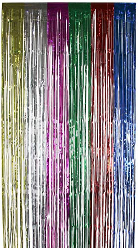 Foxxeo Selbstklebender Lametta Vorhang in bunt Größe 91 x 244 cm Perfekt als Party Deko Fenstervorhang Foto Hintergrund Glitzer Vorhänge Streifenvorhang Tür