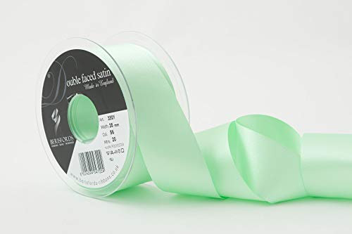 Berisfords 3501 Satinband, doppelseitig, 35 mm, lose, mintgrün, 56, 10,5 x 10,5 4.59 cm x Doppelseitiges Band, Polyester, Satin, Mintgrün