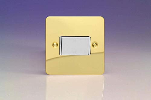 XFVFIW Varilight Ultra Flat Plate Polished Brass Fan Isolator Switch White Insert