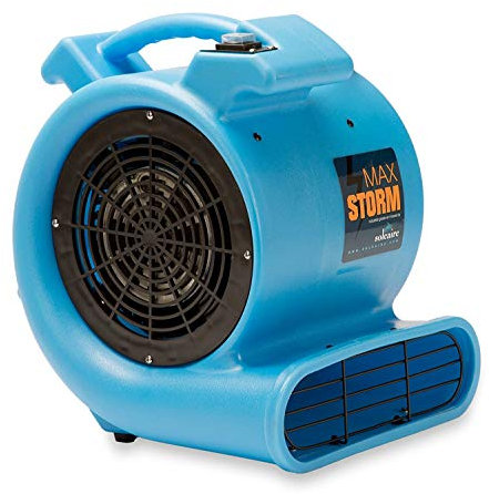 Soleaire Max Storm 1/2 HP Durable Lightweight Air Mover Carpet Dryer Blower Floor Fan for Pro Janitorial Cleaner, Blue, 1 Pack