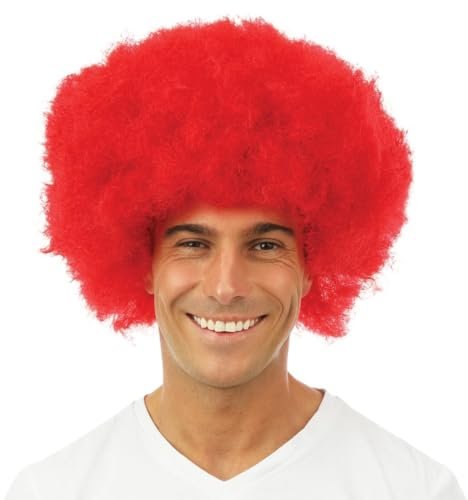 P'TIT CLOWN - 64468 - Afro-Perücke - Funky Wig - Disco-Look, 70er Jahre, Retro - Kostümzubehör - Karneval, Halloween, Manga, Cosplay, Neujahr - Synthetisches Haar - Rot
