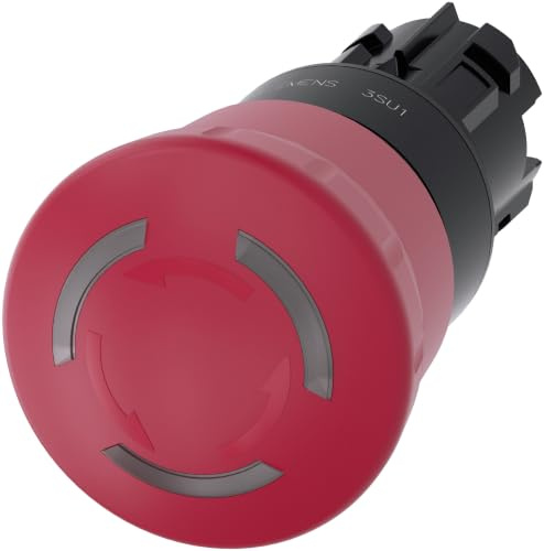 Siemens SIRIUS ACT 3SU10 Not-Aus-Schalter, 22 mm, Rot, Drehfreigabe, Pilzkopf, Kunststoff, IP66, IP67, IP69K, 40 mm