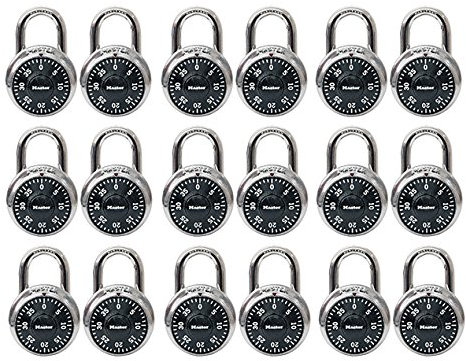 Master Lock 1500T Combination-Alike Padlocks, 16-Pack, Each Pack Contains 2 Locks, Black,Blue, 32-Count