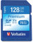 Verbatim Carte mémoire SDXC U1 Premium - 128 Go - carte SD pour l'enregistrement de vidéos en Full HD - carte avec protection d'écriture intégrée - noire - pour appareil photo, PC & autres