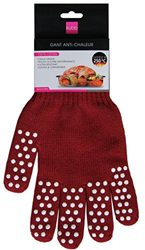 Kubb Gant Anti-Chaleur Coton Silicone, Rouge Foncé, Taille Unique pour Homme/Femme