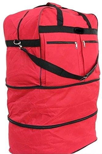 Maleta de lona grande extensible de 40 pulgadas, con 6 ruedas, color rojo, Rojo -, 40-inch, Maleta giratoria con ruedas