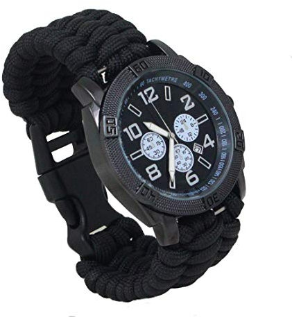Mil-Tec Unisex – Erwachsene Paracord Uhr, Schwarz, M