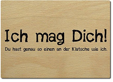 Interluxe LUXECARDS Postkarte Holzpostkarte ICH MAG Dich witzige Grußkarte aus Holz Spruch