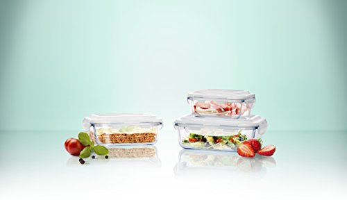 Click´n Store Original Glas Frischhaltedosen-Set 6tlg. #802252 rechteckig / 100% luft- und wasserdicht/hitzebeständig bis 400 Grad