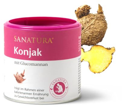 Sanatura Konjak Pulver mit Glucomannan – 130 g – natürlicher Appetitzügler – lange Sättigung ohne überflüssige Kalorien – angenehmer Geschmack