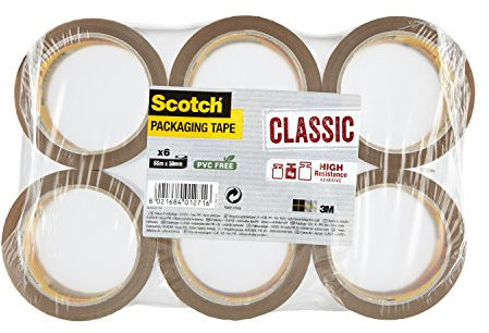 Scotch 3M C5066SF6 Lot de 6 Rubans adhésif d'emballage en polypropylène 50 mm x 66 m Havane Marron
