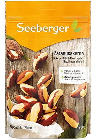 Seeberger Paranusskerne 12er Pack: Große, ganze Kerne des Paranussbaums mit erdig nussigem Aroma - als Snack und zum Backen und Verfeinern von Speisen - roh, naturbelassen, vegan (12 x 200 g)