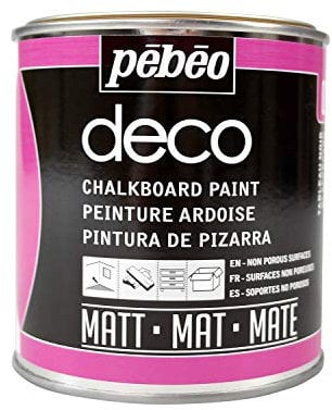 Pébéo 93521 - Deco Ardoise 500 ML Blackboard - Ardoise Paint - Acrylic Painting Ardoise Wallboard - Ardoise Chalk Painting For Multi-surface Blackboard - 500 ml - Black