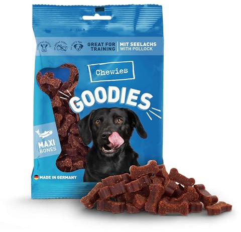Chewies Hundeleckerli Training Maxi Lachs Knöchelchen - 200 g - Hundesnacks zuckerfrei & mit hohem Fleischanteil - ideal als Trainings-Leckerli für Ihren Hund