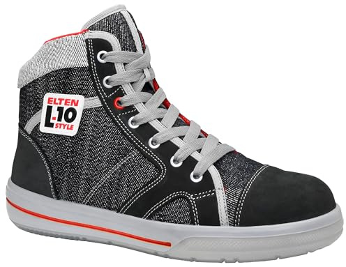 ELTEN Sicherheitsschuhe SENSATION Mid ESD S2, Herren, Leder/Textil, Stahlkappe, leicht, sportlich, Schwarz, Größe: 44