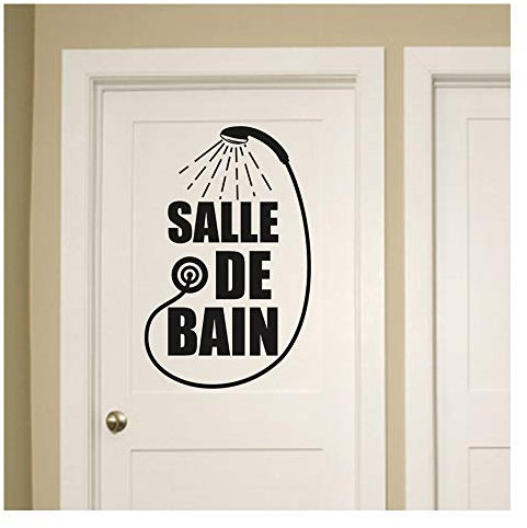 Stickers salle de bain - Sticker salle de bain - Sticker porte - Autocollant de porte - Stickers toilette - decoration toilettes - 30CM x 20CM - Sticker Mural Noir