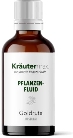 Kräutermax Goldrute Tropfen 1 x 50 ml, Pflanzen Fluid Destillat nach Paracelsus, ideale Ergänzung zu Tee, Extrakt flüssig, Tinktur, Kapseln, Tabletten - Vegan Goldrutenkraut