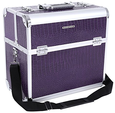 SONGMICS Grand Beauty Case Kosmetikkoffer 36,5 x 22 x 35 cm, violett, 10