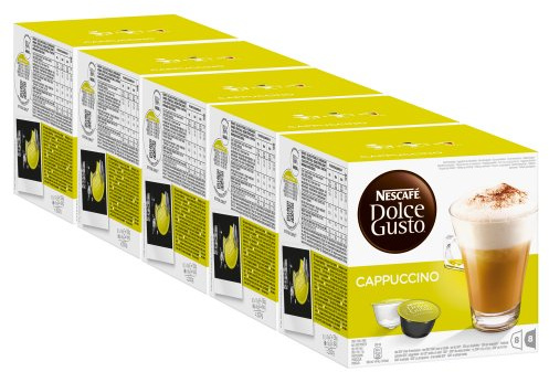Nescafé Dolce Gusto Cappuccino, Lot de 5, 5 x 16 Capsules (40 portions)