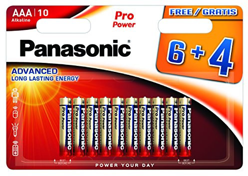Panasonic Blister 10 Batterie Mini Stilo AAA Alcaline LR03 Pro Power