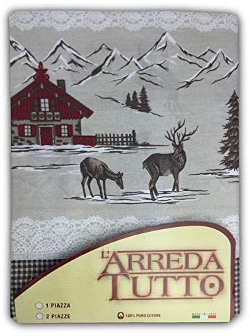 Tex family TELO ARREDO COPRITUTTO GRAN FOULARD COPRILETTO COPRIDIVANO TESSUTO TIROLESE MONTAGNA ROSSO - 1 PIAZZA