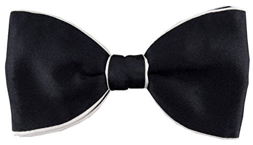 Blick vorgebundener Selbstbinder Satin Royale Double in schwarz-weiß - Fly 100% Seide