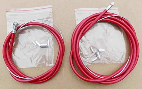 FRONT + REAR BMX/MTB BIKE CYCLE BRAKE OUTER CABLES, INNER CABLES, NOW IN 9 COLOURS ! (RED)